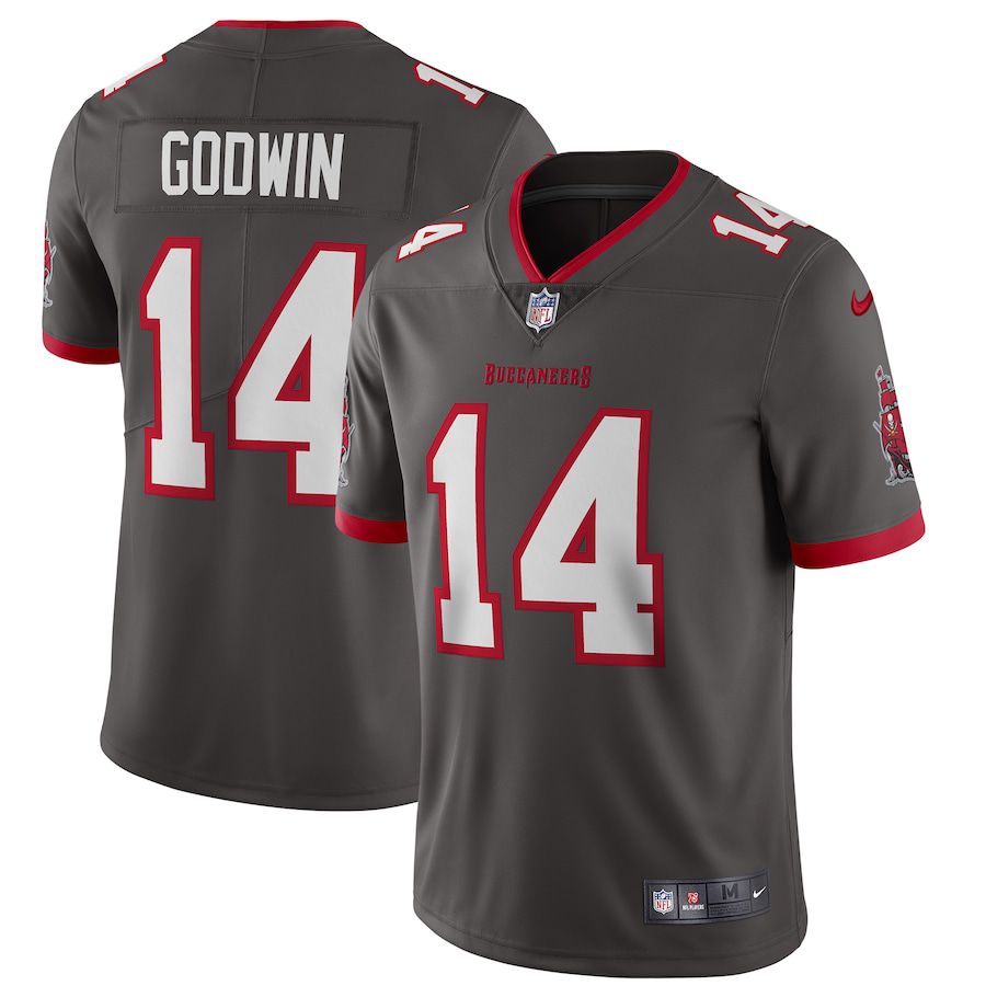 Men Tampa Bay Buccaneers #14 Chris Godwin Nike Pewter Alternate Vapor Limited NFL Jersey->tampa bay buccaneers->NFL Jersey